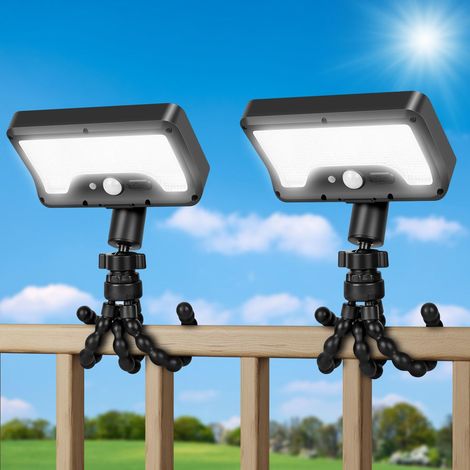 Set Aus 2 Solarbetriebenen, Bewegungsaktivierten Außenleuchten Mit Flexiblem, Oktopusförmigem Stativ, 1000 Lm, Wasserdichten Solarleuchten Mit Doppelter Ladefunktion Für Camping, Zäune Und Terrassen.