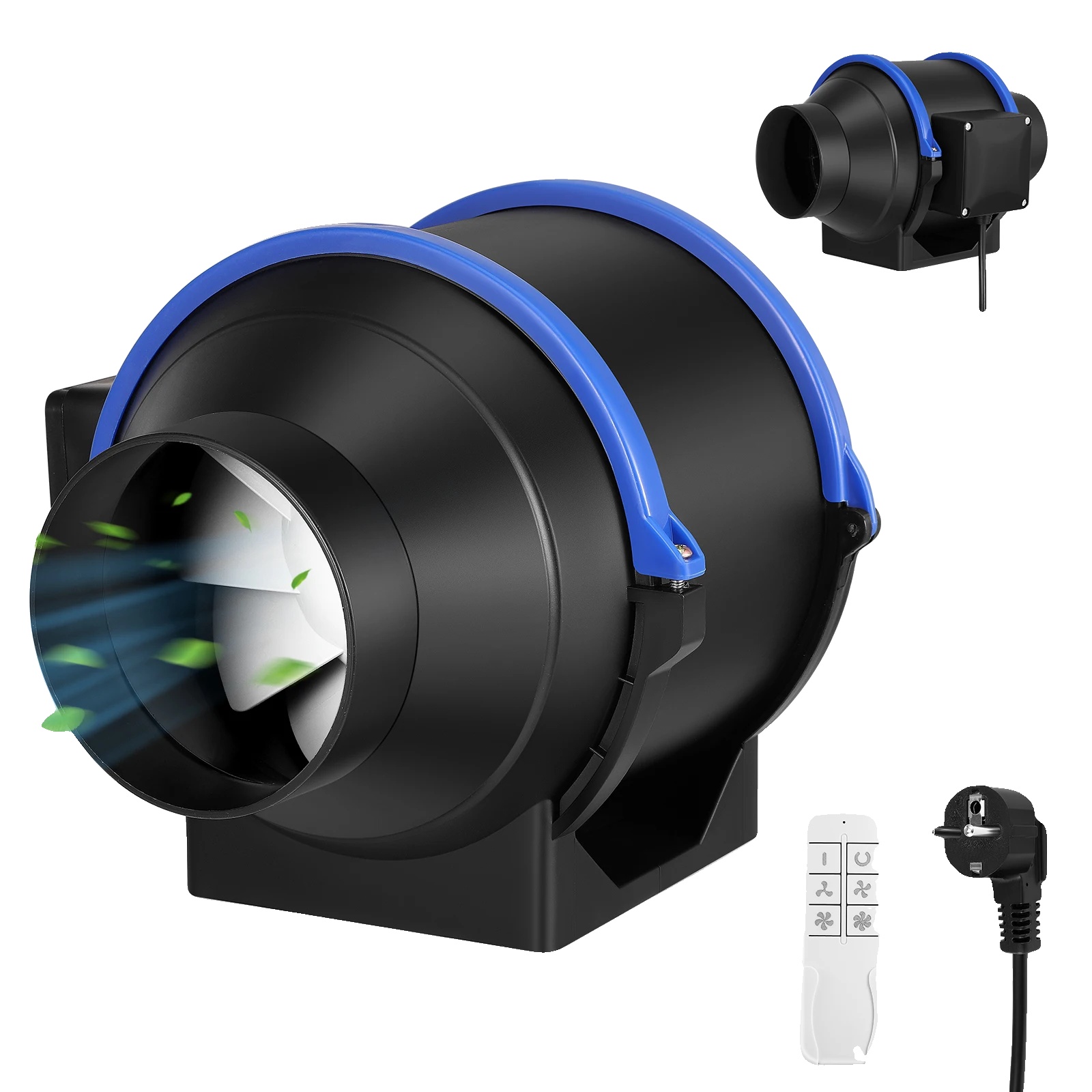 Inline-rohrventilator, Drehzahl Einstellbar, Leiser Betrieb, Schwarz