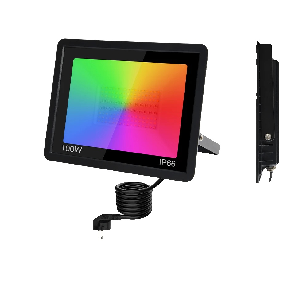 Rgb-led-strahler, Schutzart Ip66 (wasserdicht), Steuerung Per Tuya-app, Eu-stecker, 100 W