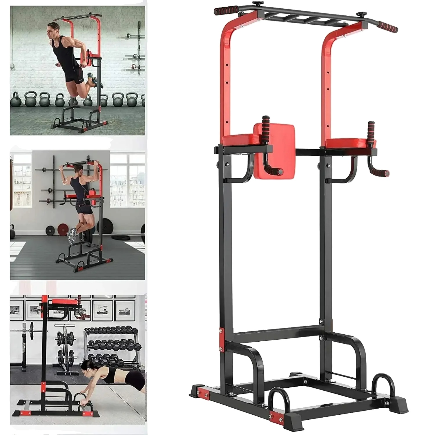 Power Tower, Höhenverstellbar Von 155 Bis 200 Cm, Belastbarkeit 200 Kg, 8 Höhenstufen, Multifunktionale Fitnessstation, Robuste Konstruktion
