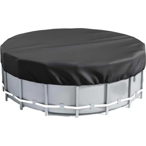 Schwarze, Runde Winterabdeckung (3,7 M Durchmesser) Für Aufstellpools, Runde Abdeckung Aus 420d-material Mit Befestigungsseilen Und Erdspießen, Schützt Vor Dem Eindringen Von Schmutz, Frostbeständig