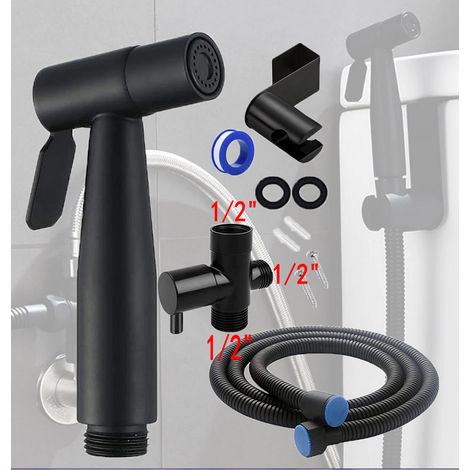 Ein Set Aus Handgeführten Bidet-sprühdüsen Für Toiletten, Selbstreinigend, Aus Edelstahl Gefertigt Und Einfach Zu Installieren, Schwarz