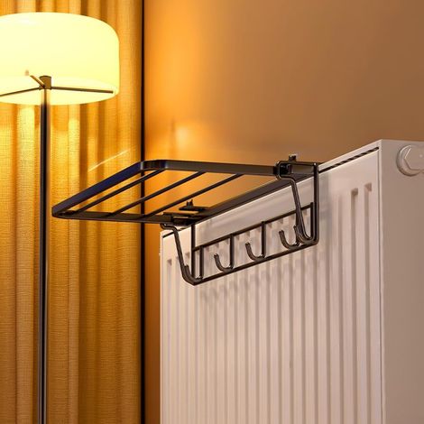 35 Cm Hoher, Schwarzer Wäscheständer Für Heizkörper, Hängender Handtuchhalter Aus Eisen Für Heizung Und Badezimmer, Kein Bohren Erforderlich