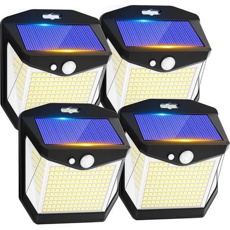 4er-set Solar-außenleuchten Mit Bewegungsmelder, 248 Leds, Ip65 Wasserdicht, 270° Abstrahlwinkel, Kabellose Sicherheitswandleuchte Für Den Garten