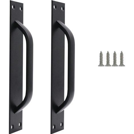 (schrauben Inklusive, Schwarz) Set Mit 2 Scheunentürgriffen, Türgriffen Aus Massivem Stahl, Robusten Schiebetürgriffen, Für Küche Und Möbel