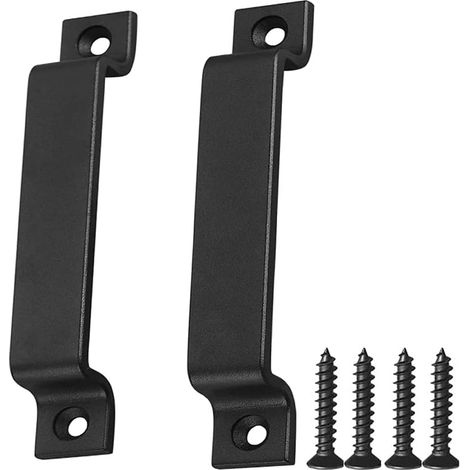 Scheunentorgriff (schwarz) Massiver Schwarzer Stahltürgriff, Inklusive Schrauben