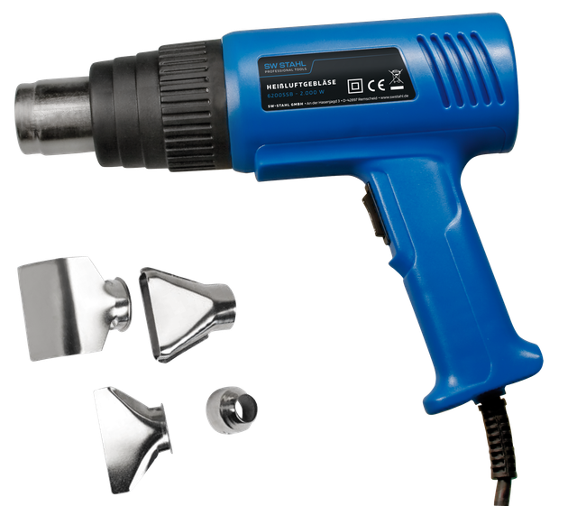 SW-Stahl 62005SB Heißluftfön I 5-teilig I 2000 W, blau