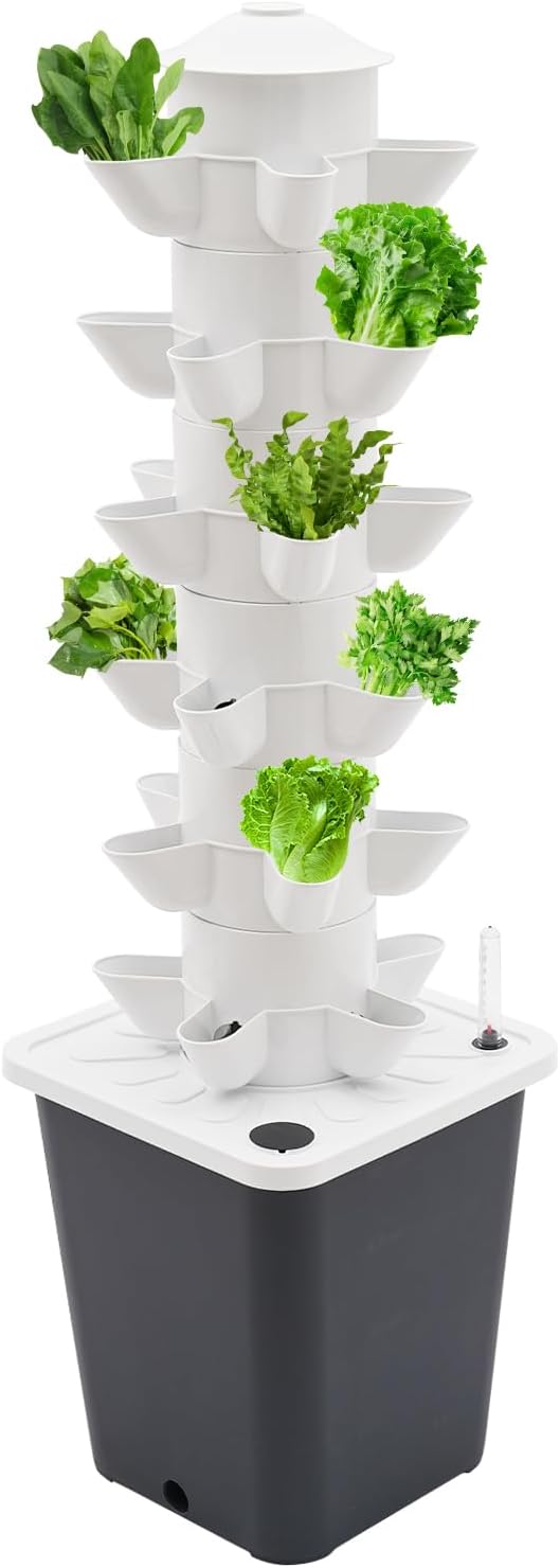 Aeroponik- Und Hydroponik-turmgarten – 30 Pflanzen – 6-stöckiges, Erdloses Indoor-anbausystem – 10-liter-wassertank – Pumpe Und Zubehör Inklusive – Ideal Für Gemüse