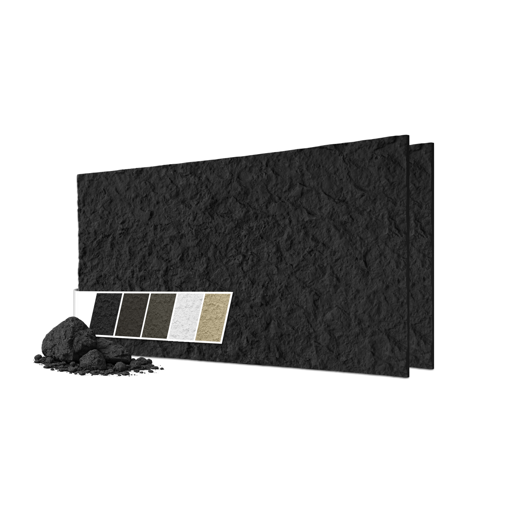 Hexim Wandpaneele 3d Steinoptik 120x60cm – Pu Wandverkleidung In Bruchstein-felsen Kunststoff-steinwand 2cm Stärke: 2 Paneele, A007-06 Dark Black