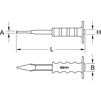 KS Tools Kreuzmeißel mit Handschutzgriff, flach oval, 250mm - 162.0293