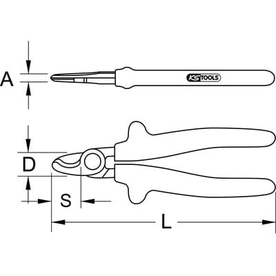 Ks Tools 1000V Einhand-Kabelschere, 165 mm