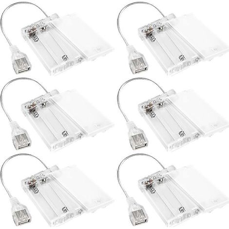 Packung Mit 6 Tragbaren 5v Usb-batterien Mit Abdeckung Für Led-lampen, 3 Aa-batterien Enthalten.