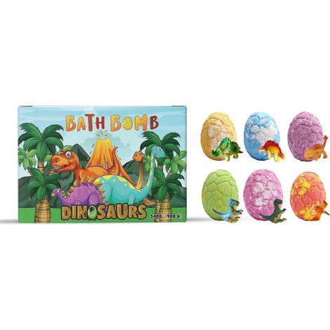 Dinosaurier-badebomben Mit Einer Überraschung Im Inneren, Ostergeschenk, Set Mit 6 Natürlichen Und Organischen Sprudelbadebomben Für Kinder (mädchen Und Jungen).