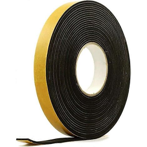 Schwarzes Neopren-klebeband, 2,5 Cm Breit X 3 Mm Dick X 10 M Lang, Mit Gelbem Trägerband.
