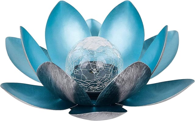 Solar-lotusleuchte, Led-solar-lotusblumenlampe, Lotusblumenform, Kugelleuchte In Form Einer Glaskugel Mit Crackle-effekt, Leuchtende Lotusblume Für Den Garten