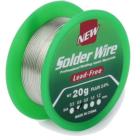 Rollen Lötzinn, Bleifreier Lötdraht 0,6 Mm 20 G, Feiner Kern Mit Kolophoniumflussmittel, Zusammensetzung Sn 99,3 % Cu 0,7 %