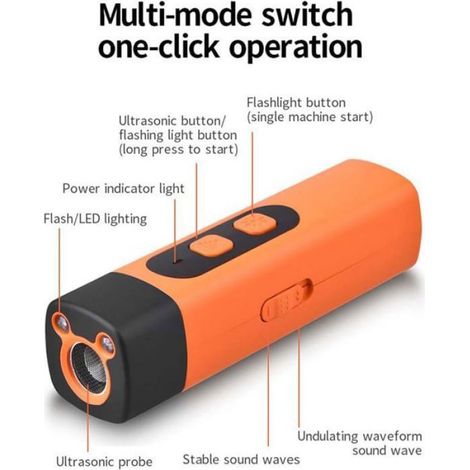 Ultraschall-hundeabwehrgerät Mit Led-taschenlampe, Akustisches Antibellgerät Für Den Innenbereich