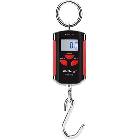Tragbare Elektronische Kranwaage, Gepäckwaage, Präziser Messbereich 200 Kg/100 G, Robuster Edelstahlhaken, Roter Rahmen