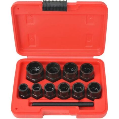 11-teiliges Set Zum Ausdrehen Beschädigter Bolzen, Hochwertiger Stahl, 9-19 Mm Steckschlüssel, Robuster Aufbewahrungskoffer