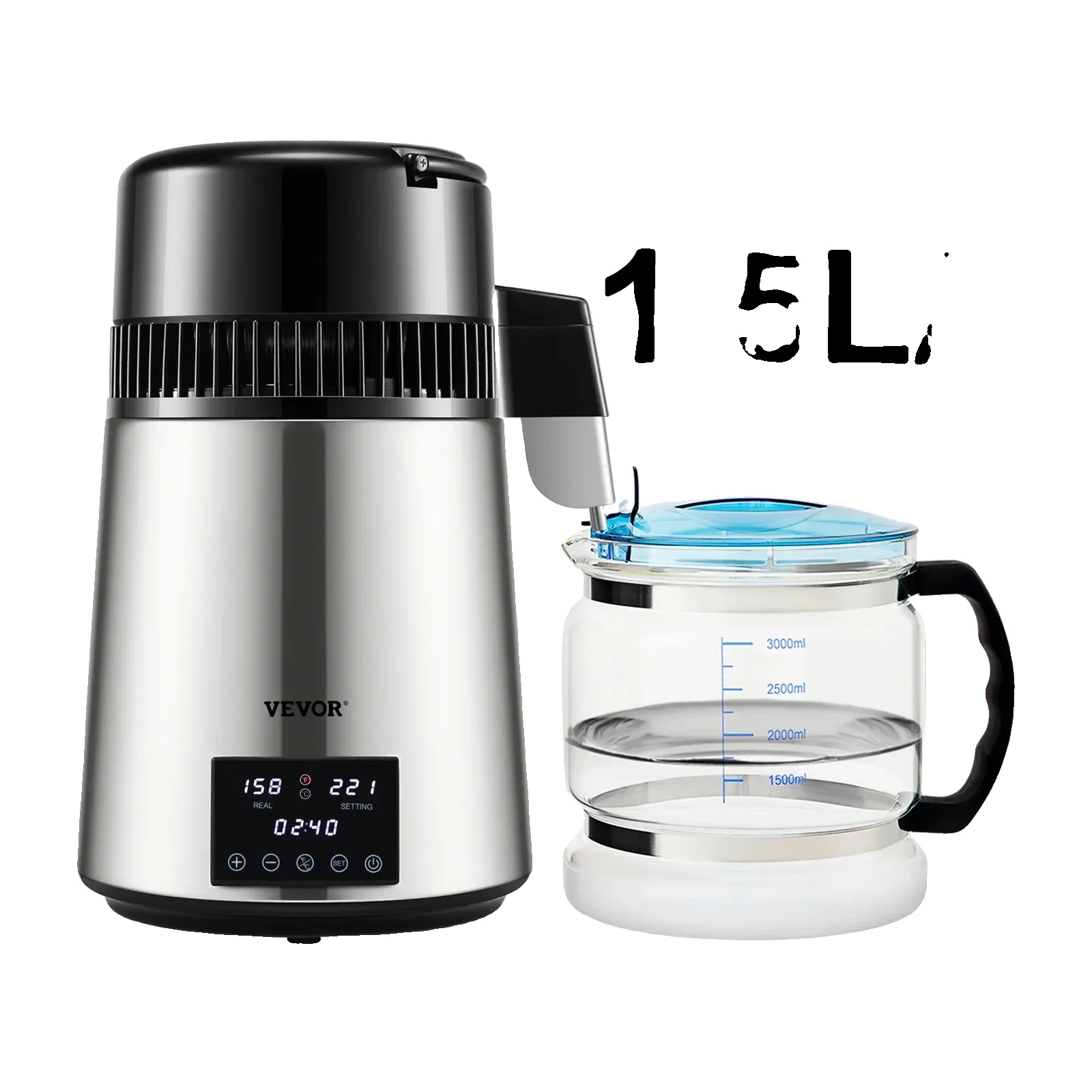 Wasserdestilliergerät, Kompaktes Design, Effiziente Reinigung, 1,5 L, 220 V