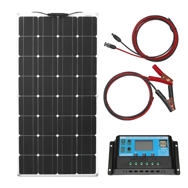 Monokristallines Solarmodul, Flexibles Design, 100-w-solarset