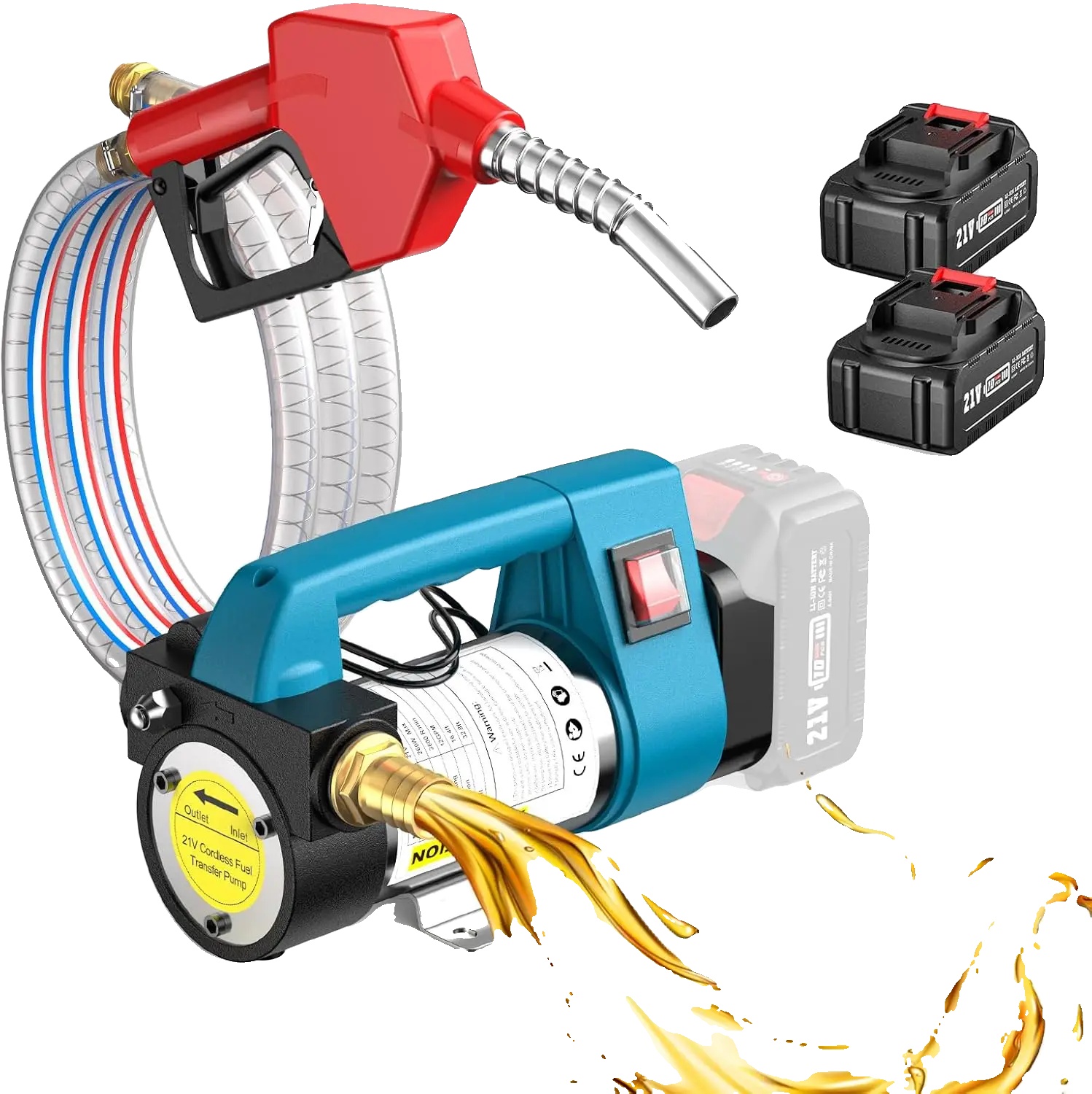 Bürstenlose Und Kabellose Diesel-transferpumpe, Leistungsstarker 260-w-motor, Robuste Metallkonstruktion