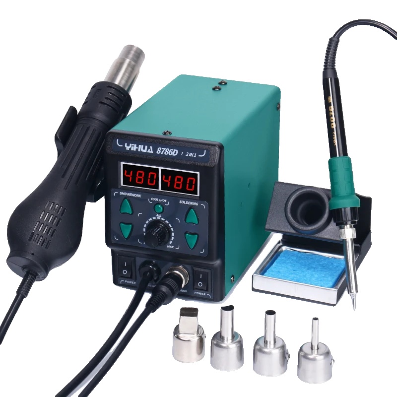 Lötstation, Heißluftgerät, Präzise Temperaturregelung, Gehäuse 8786d-i, 220 V Eu