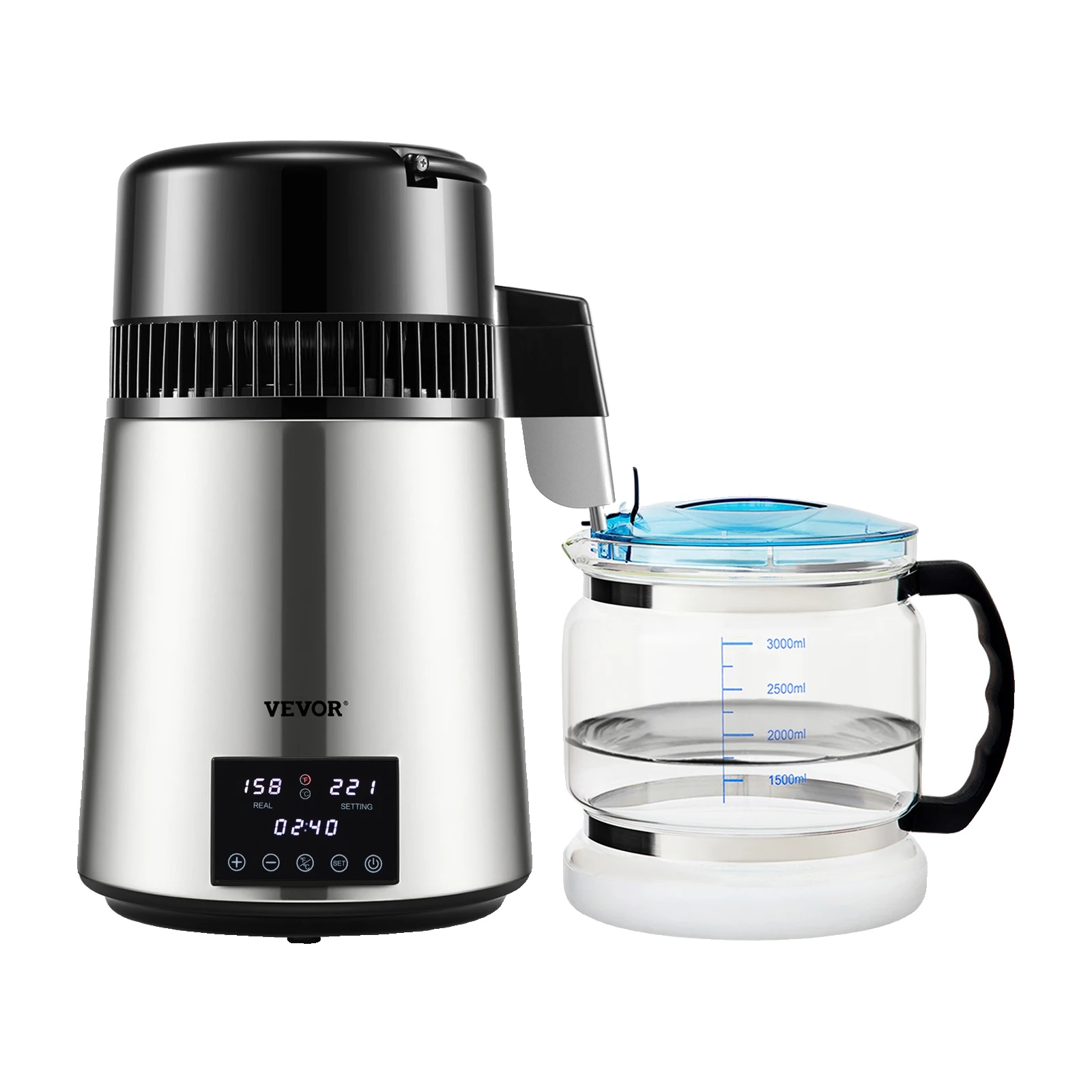 Wasserdestilliergerät, Destillationsleistung 1,5 L/h, 4 L Fassungsvermögen, Edelstahl 304