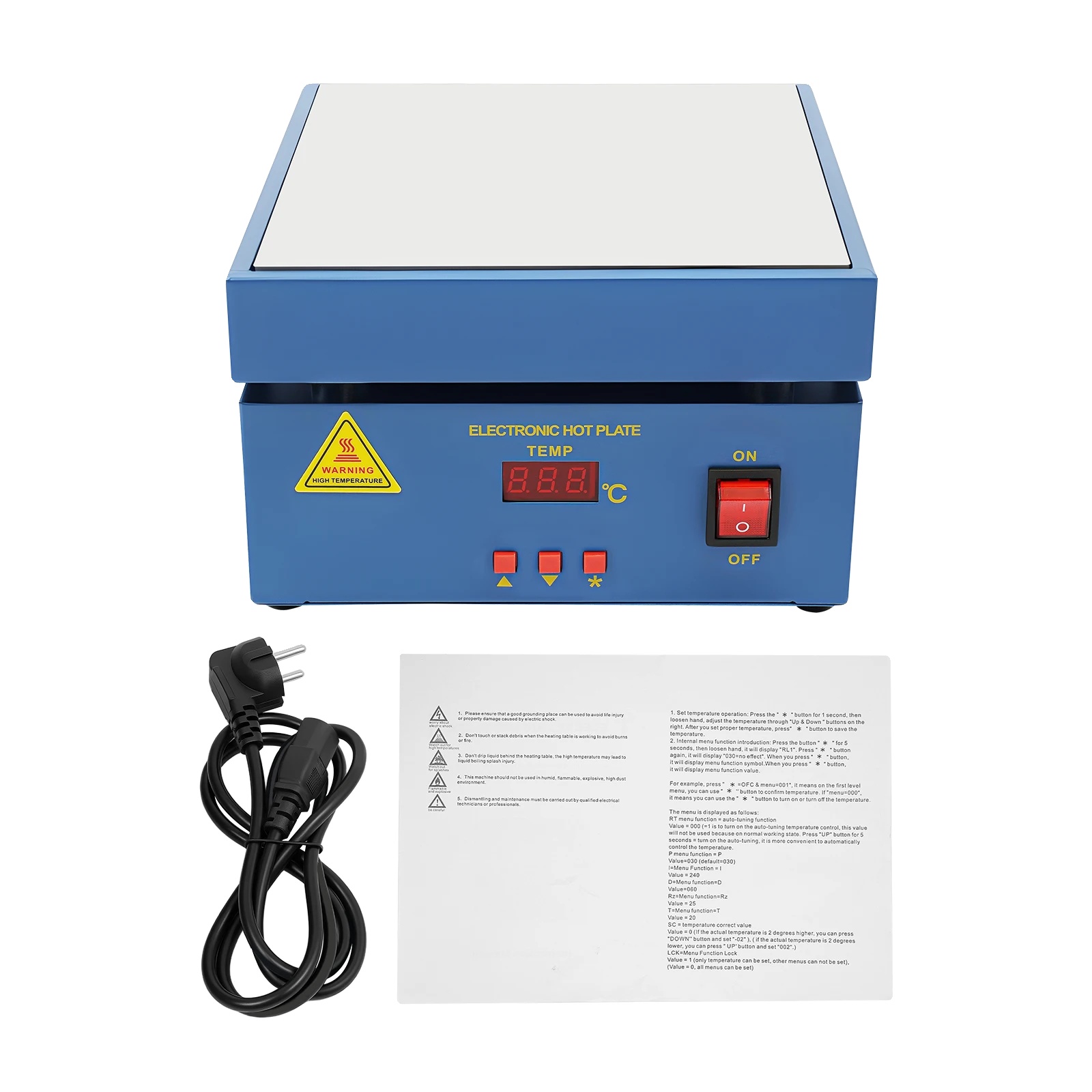Elektronische Heizplatte Zum Reflow-löten Und Vorwärmen, 200 X 200 Mm, Mikrocomputergesteuert, Blau