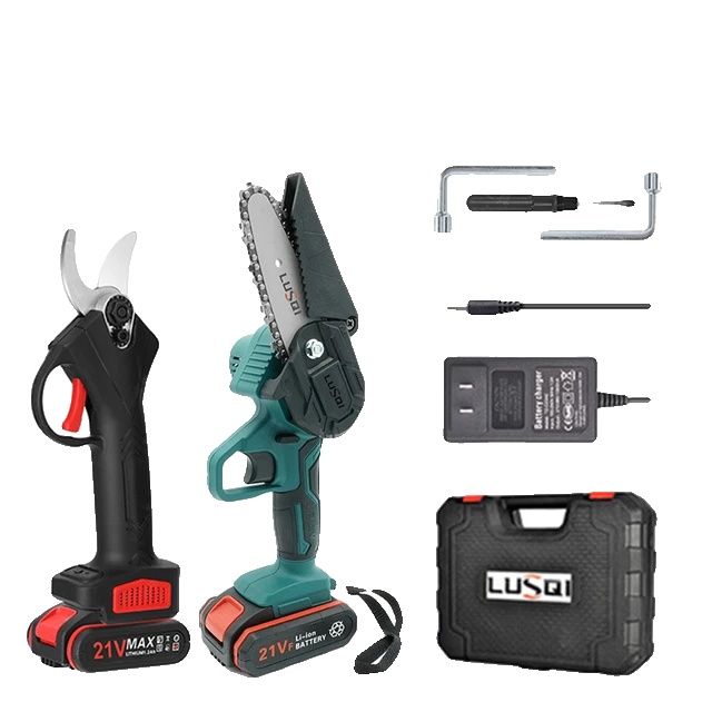 Akku-gartenschere, Doppelfunktion, Ergonomischer Griff, 4-zoll-kettensäge Apruner-a