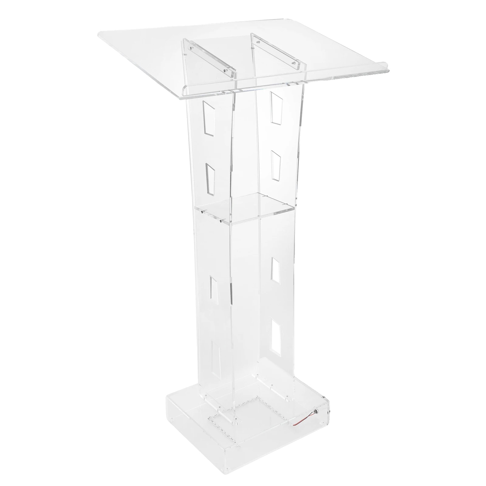 Acryl-rednerpult, 43,3 Zoll Hoch, Blaue Led-beleuchtung, Rechteckige Form