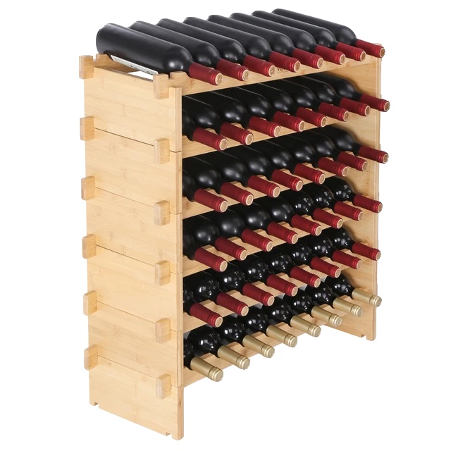 Weinkeller Mit Stapelbaren Bambusbehältern, Elegante Präsentation, 48 Flaschen