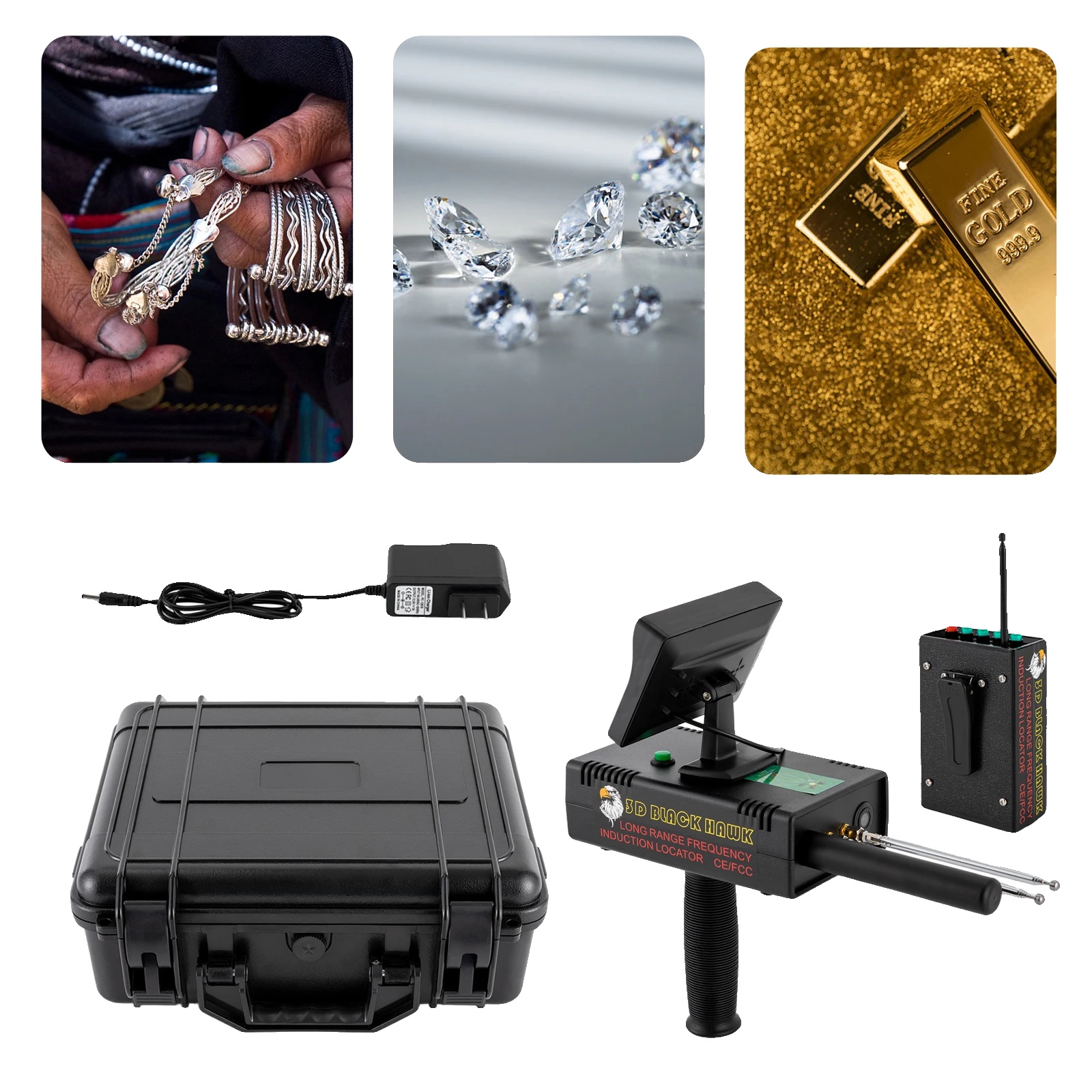 Metalldetektor, 1200 M Reichweite, 30 M Suchtiefe, 2000 Mah Lithium-akku, Led-anzeige, Abs-material