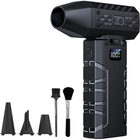 Druckluftgebläse Mit 3000 Mah Akku, 130.000 U/min, Schwarz, Staubgebläse, Stufenlos Regelbare Drehzahl, Wiederaufladbares Akku-gebläse Mit Led-licht Und Hd-bildschirm