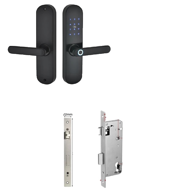 Elektronisches Schloss, Zugang Per Bluetooth Und Fingerabdruck, Kompatibel Mit Fernbedienung, Farbe Schwarz 4585-a, Öffnung Links.