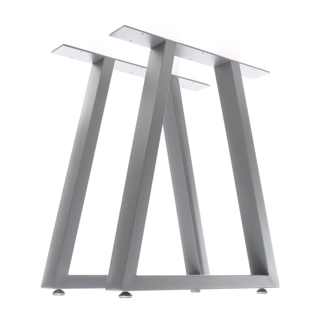 XPOtool Tischbeine 2er Set aus Stahl 60x72cm Grau in Trapez-Form Industrial Vierkantrohr Tischkufen Tischgestell Tischuntergestell