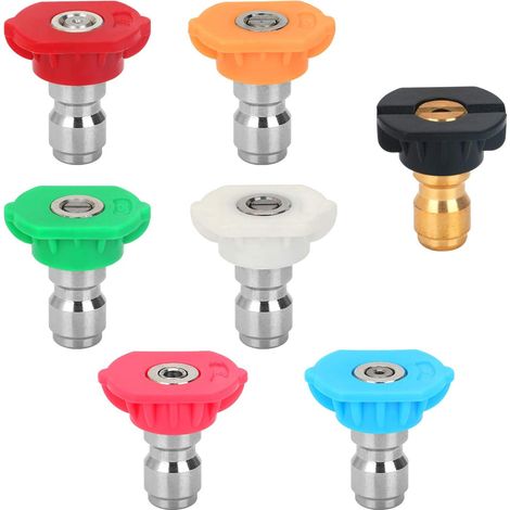 Hochdruckreiniger-sprühdüsenset Mit 5-stufiger Mehrwinkeldüse Und 2 Düsen Der Zweiten Stufe, 7er-pack, 1/4"-schnellanschluss, 2,5 Gpm, Nennleistung Bis Zu 4500