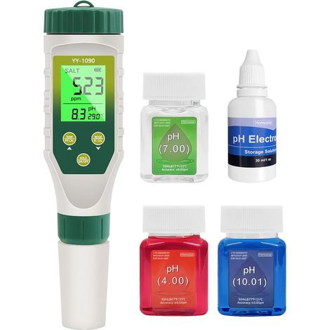 5-in-1 Ph-meter, Ec, Tds, Salzgehalt, Temperatur Mit Gleichzeitiger Anzeige Von Drei Messwerten, Innovatives Wasserdichtes Ip67-ph-messgerät Für Pools, Salzgehaltsmessgerät Für Trinkwasser, Aquarien U