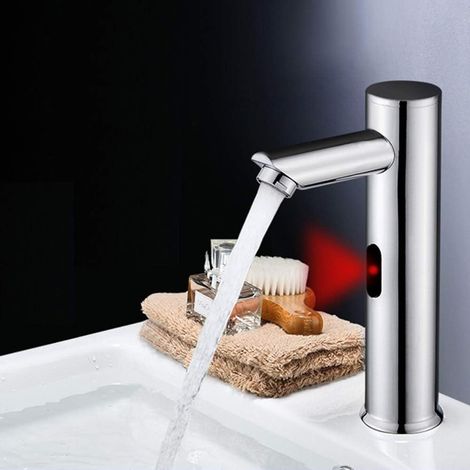(vertikal 20 Cm) Automatischer, Berührungsloser Infrarot-wasserhahn, Kaltwasser, Batteriebetrieben, Wassersparend, Berührungslos Für Badezimmer, Waschbecken, Waschtisch