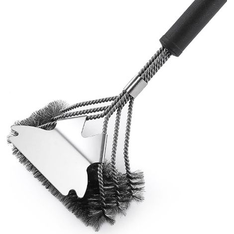 Grillbürste, 3-in-1 Grillreinigungsbürste Mit Schaber, Edelstahlborsten, Reinigt Alle Grills Schnell Und Effizient, Horizontales Design, Größere Schabfläche