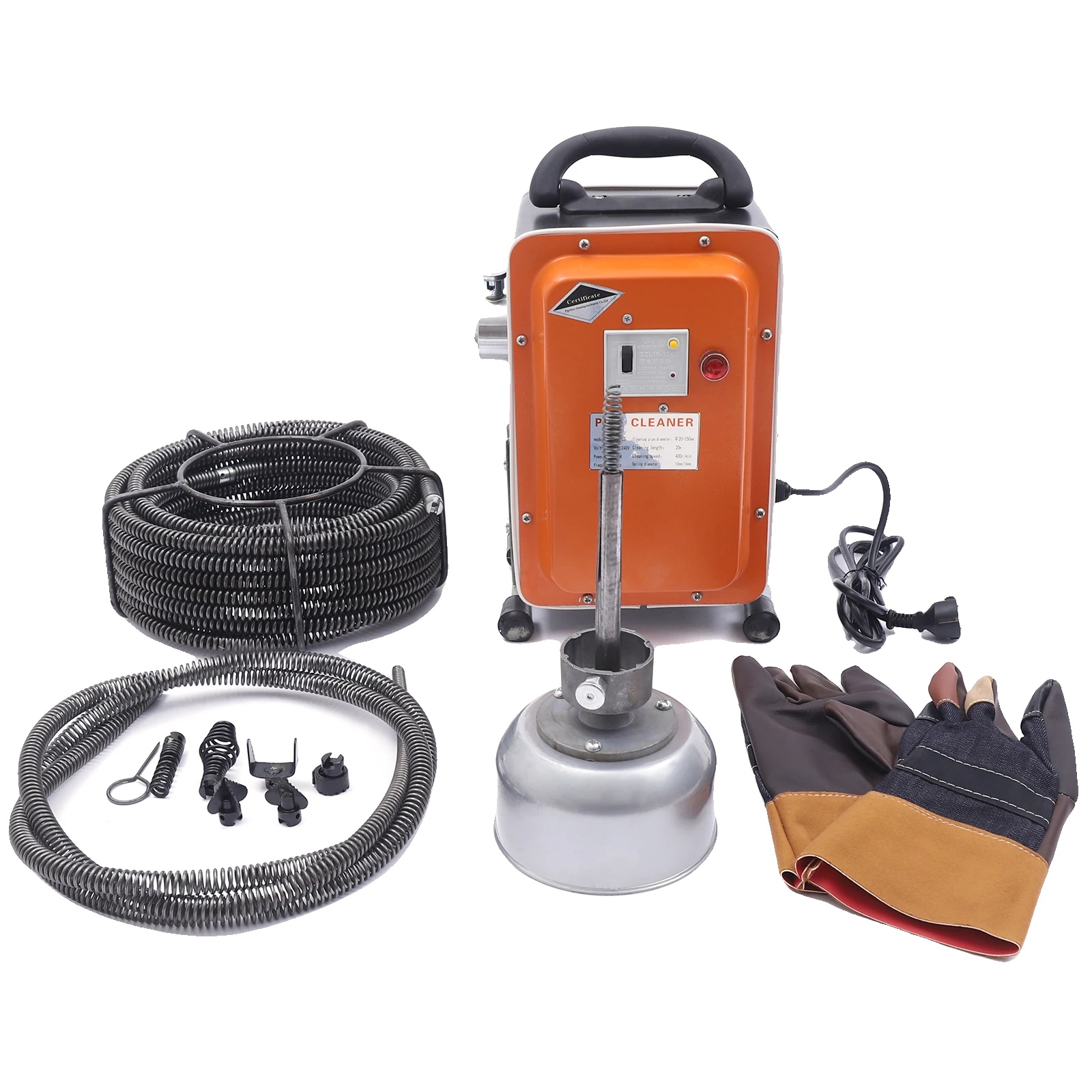 Rohrreinigungsmaschine, 750 W Leistung, 20 M Auslegerlänge, Schutzart Ip44 (wasserdicht), Geeignet Für Rohrdurchmesser Von 20–110 Mm, Federdurchmesser 10 Mm/16 Mm
