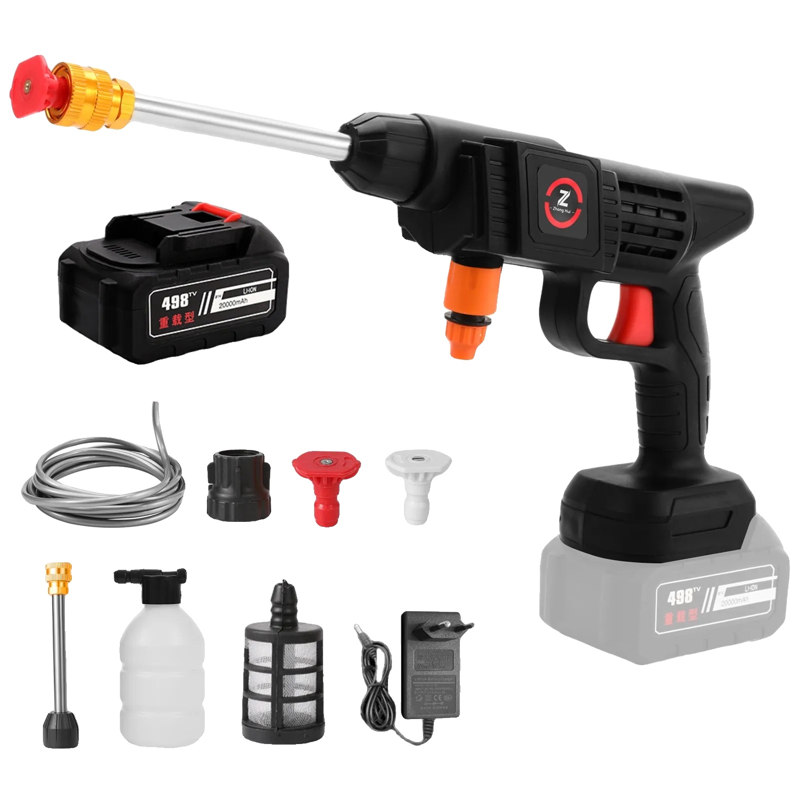 Akku-hochdruck-autowaschpistole, 200 W Leistung, 50 Bar Wasserdruck