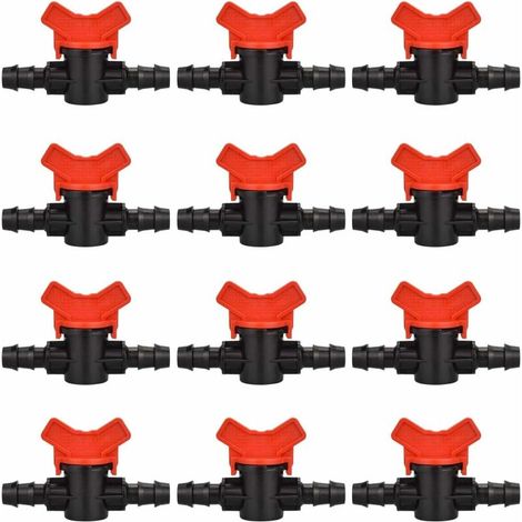 12 Stück Gartenschlauch-wasserhähne, 16-mm-bewässerungsschlauchventile, Kunststoff-absperrventile Für Die Gartenbewässerung (schwarz + Rot)