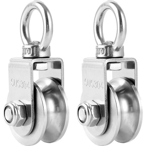 Set Aus 2 Kleinen Edelstahl-seilrollen. Maximale Belastung: 500 Kg.