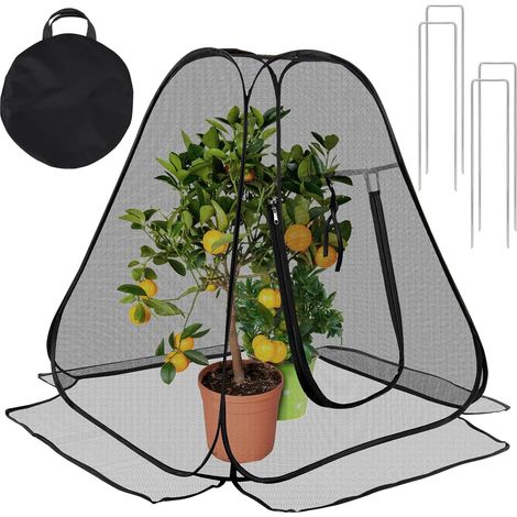 Pop-up-gartennetz Mit 4 Heringen, Maschennetz Mit Reißverschluss Für Gemüse, Obst Und Blumen