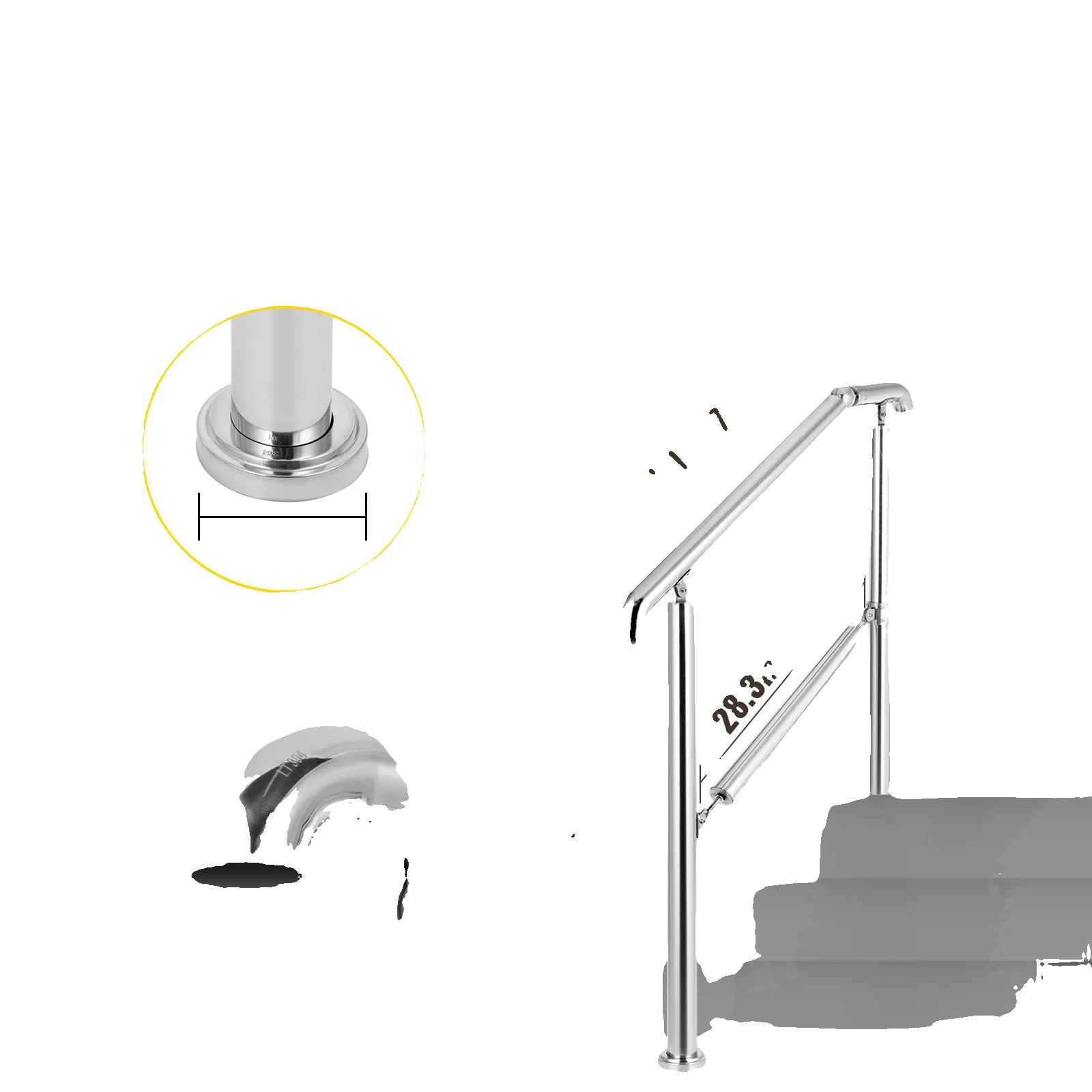 Rampe Aus Edelstahl, Tragkraft 200 Kg, Verstellbar, Silberfarben, 3 Stufen