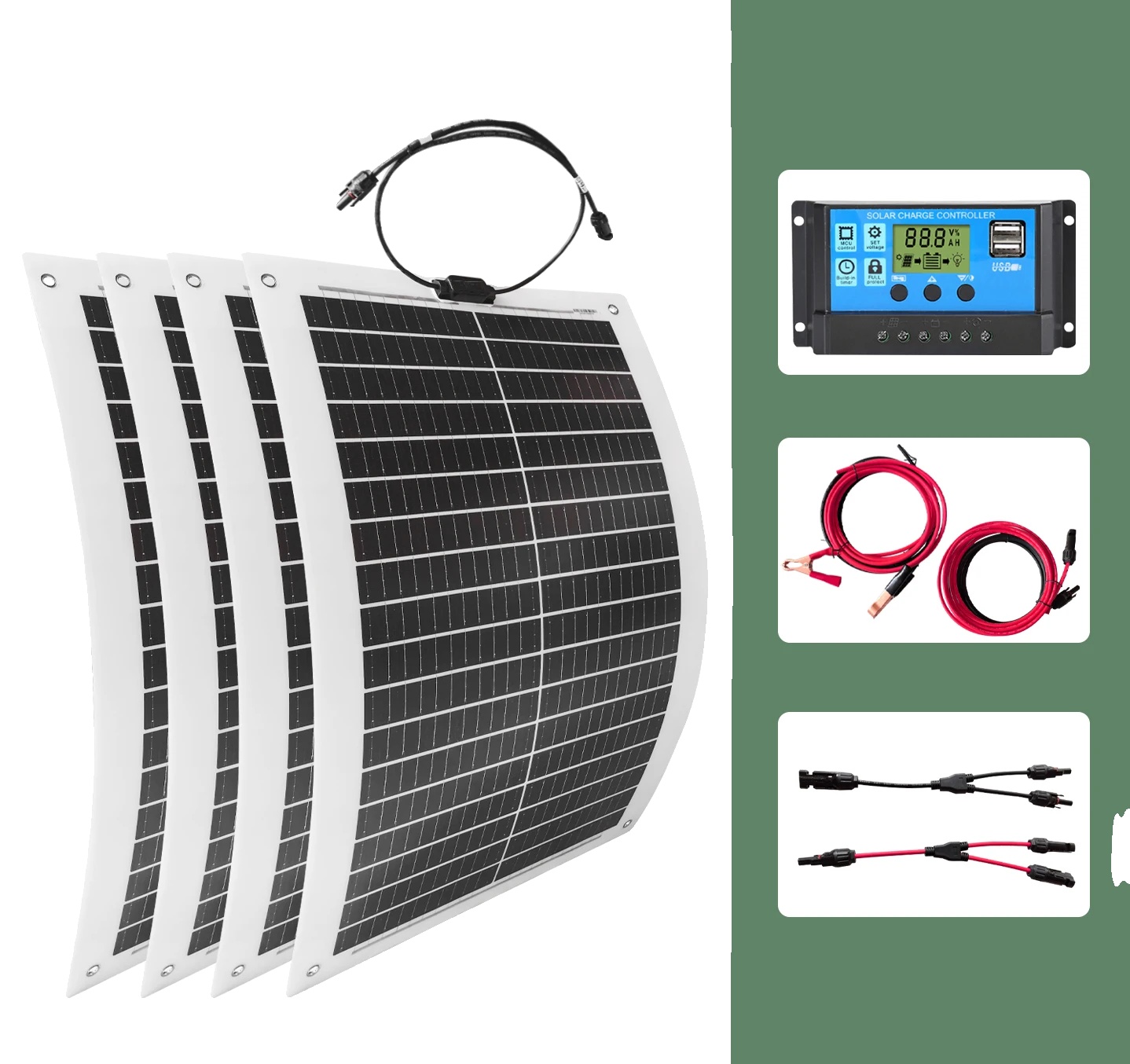 Solarmodul, Hohe Effizienz, Leichtes Design, 4 Stück Mit Steuerung