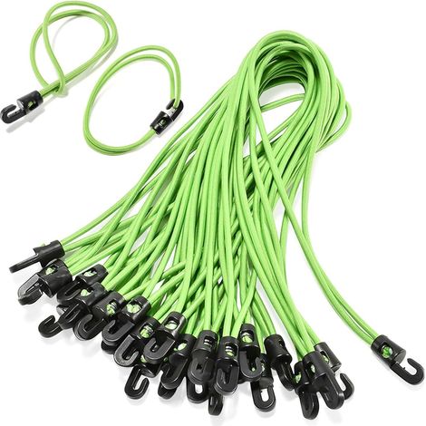 25 Stück Elastische Bungee-seile Mit Haken, 25 Cm Lang, Planenspanner, 4 Mm Dick, Grünes Gummiband Mit Haken, Multifunktionale Befestigungsspanner Für Banner, Flaggen, Campingzelte