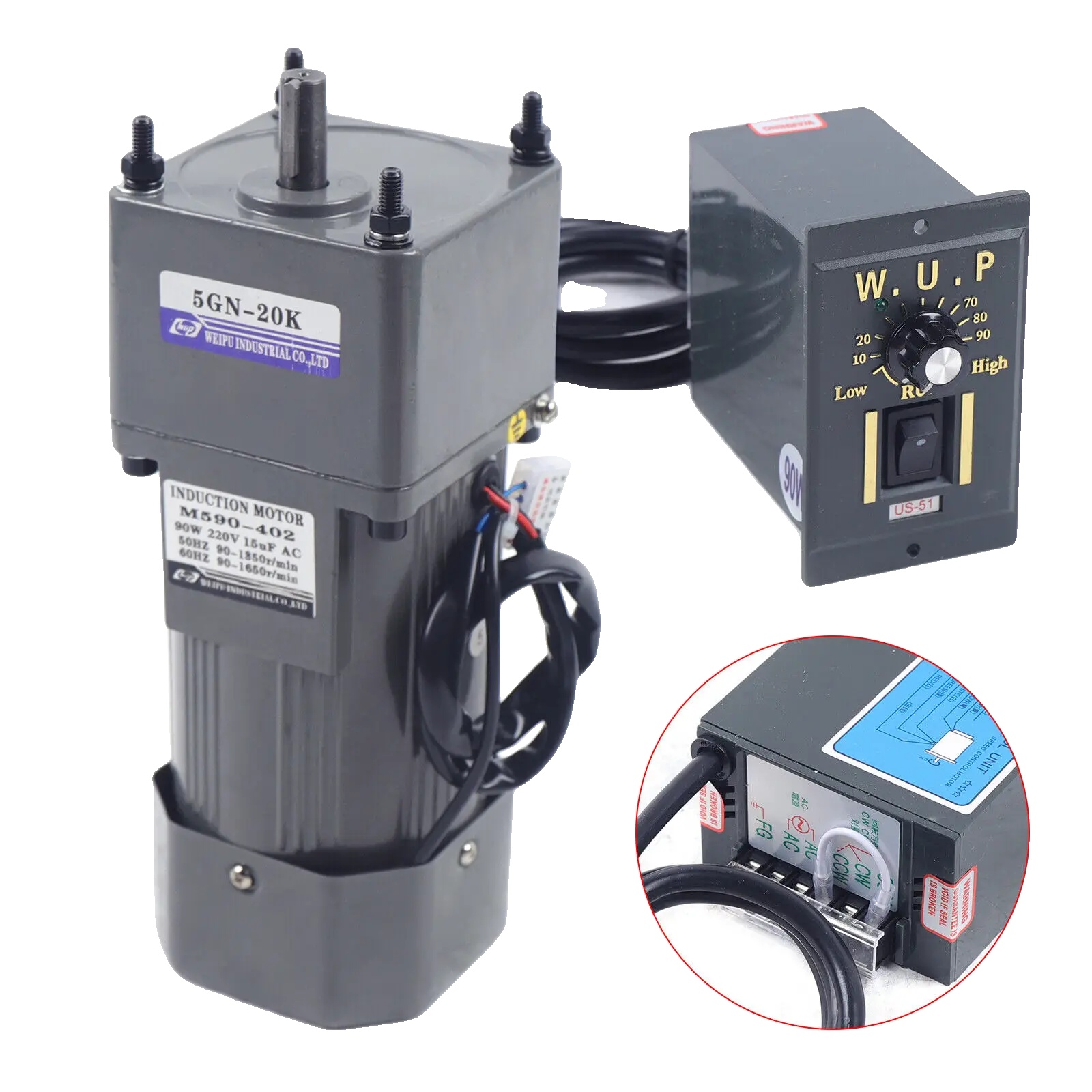 Wechselstrommotor, 220 V, Drehzahl 0–67 U/min