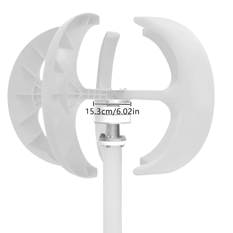 Windkraftanlage, 600 W Leistung, 5-blatt-design, Vertikale Achse, Laternenform